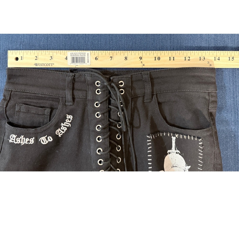 Widow Dolls Kill Black Lace Up Skinny Pants M Gothic Metalcore Grunge Witchy Alt - Picture 3 of 8